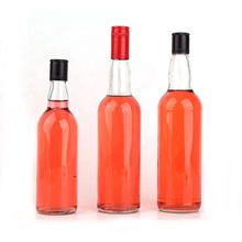 Custom empty round transparent premium 460ml 600ml 690ml Glass Wine Bottle With Metal Cap